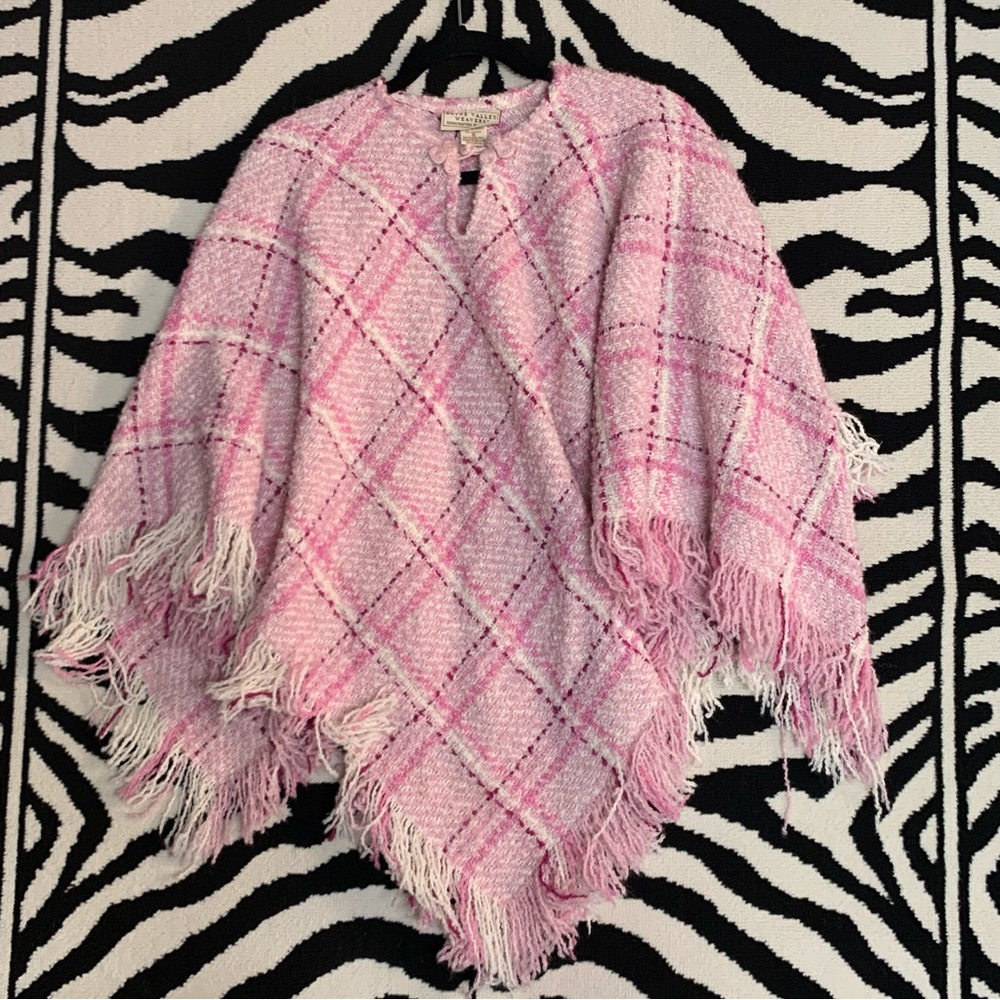 Boyne Valley Weavers Irish Alpaca Wool Plaid Fringe Poncho One Size - Picture 3 of 9